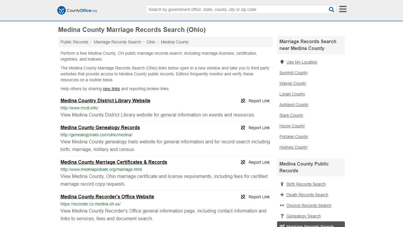 Medina County Marriage Records Search (Ohio) - County Office