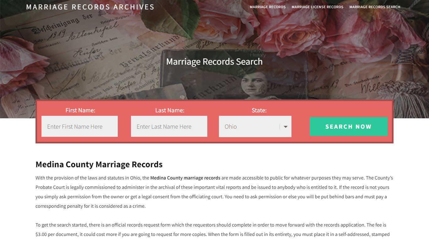 Medina County Marriage Records